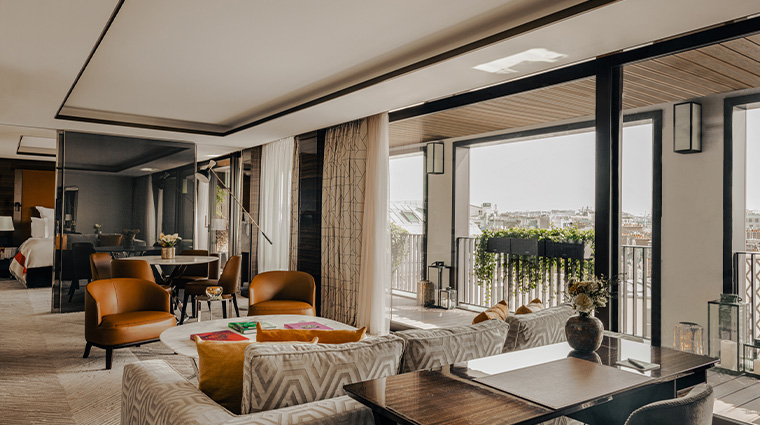 bulgari hotel paris executive suite terrace living room