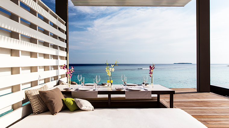 cheval blanc randheli water villa outdoor dining