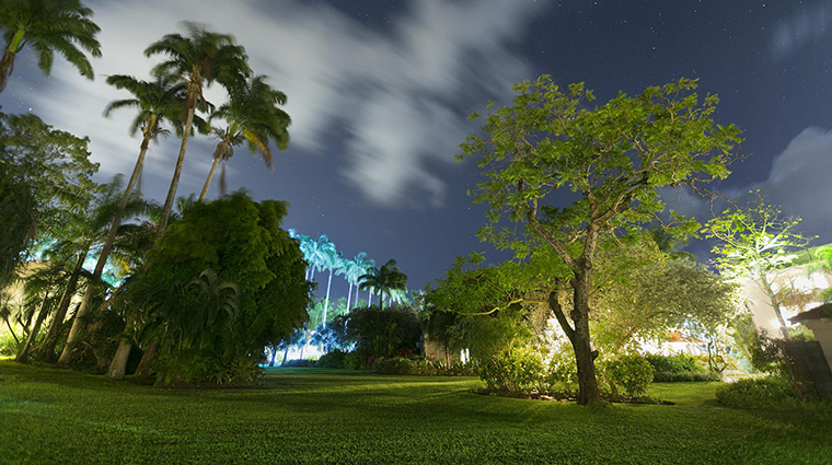 fairmont royal pavilion barbados tropical garden night