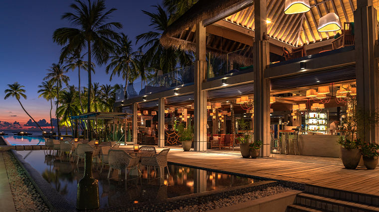 velaa private island avi pool bar exterior night